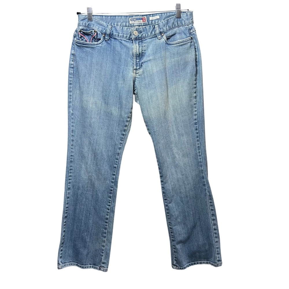 Vintage Y2K Old Navy Blue Jeans Ultra Low‎ Waist Stretch Bootcut Denim Size 12